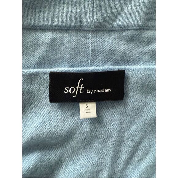 Soft by Naadam Womens Light Blue 100% Cashmere Open Front Cardigan Size Small - Picture 7 of 16